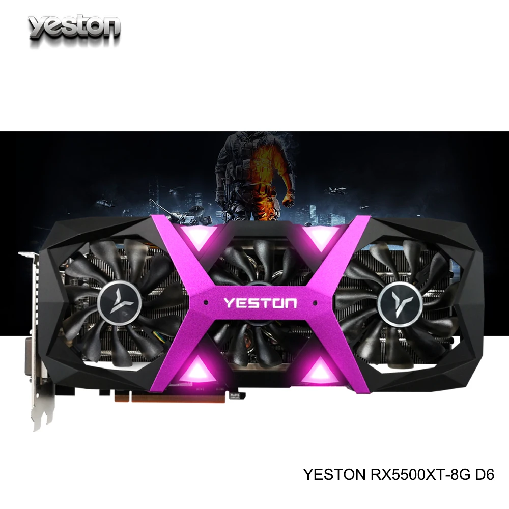 Игровой настольный компьютер Yeston Radeon RX 5500 XT GPU 8 Гб GDDR6 бит 7 нм видеокарты для ПК