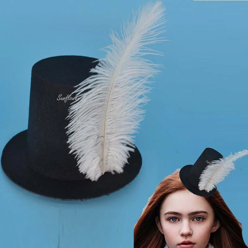 Women Feather Mini Top Hat Hair Clip Punk Gothic Headbands Hairband Festive Party Birthday Cosplay Costume Wedding Festival