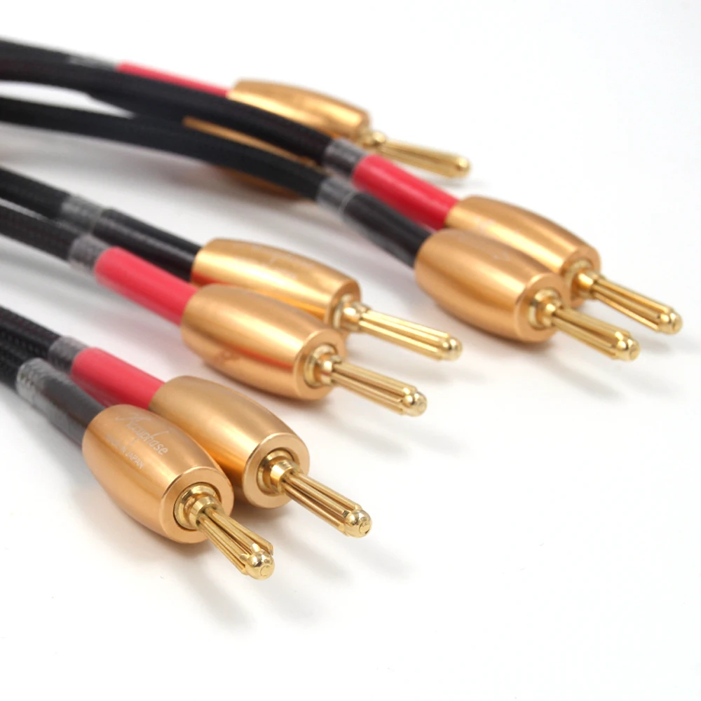 Пара Япония Accuphase OFC Чистая медь аудио кабель колонки с К 24 К позолоченный разъем типа «банан»