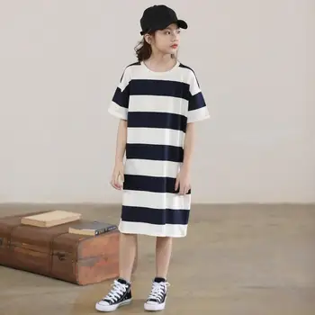

New 2020 Summer Girl Dress Princess Teenagers Casual Dresses Mother and Daughter Clothes Stripe Party Children Dresses