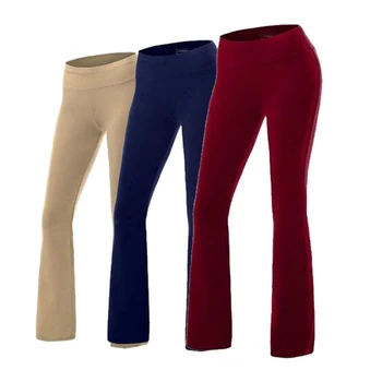 

Women Flare Wide Legging Elastic Solid Color Trousers Bell Bottom Yoga Long Pants Casual J9