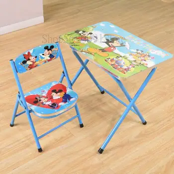 

Cartoon Kindergarten Pupils Children Folding Study Desk And Chair Set Desk Table To Drop