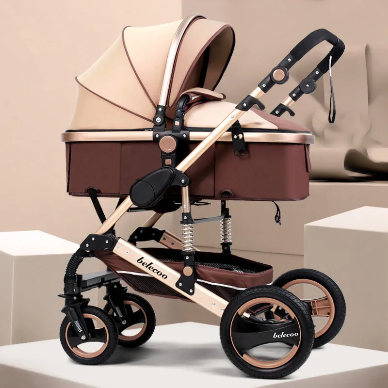 

Adjustable Lightweight Luxury Baby Stroller 3 in 1 Portable High Landscape Reversible Stroller Hot Mom Pink Stroller Travel Pram
