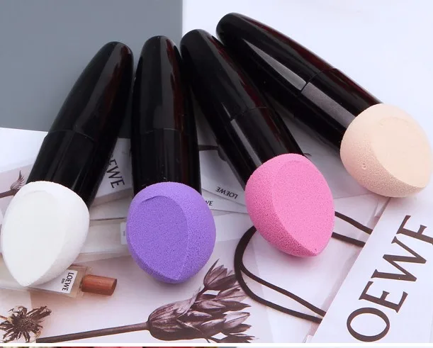 Newdate Non-latex slant cut sponge foundation brush handle handle warhead powder puff beauty tool - Цвет: Черный