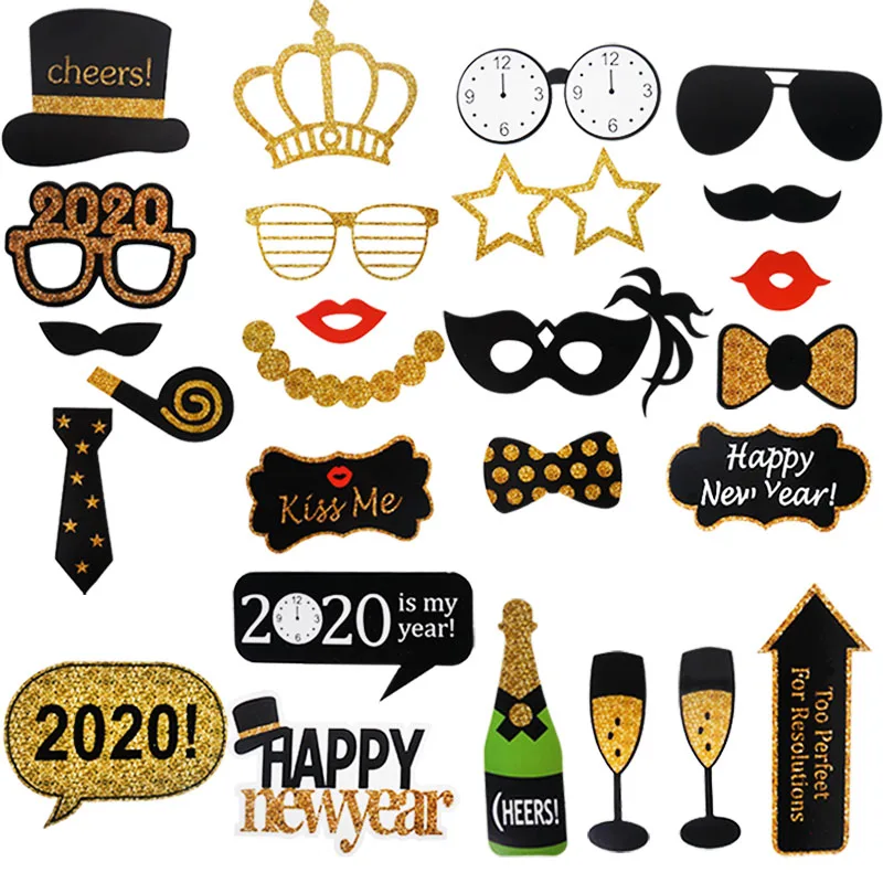 Cyuan Happy new year золотые шары из фольги в виде букв новогодние вечерние украшения Navidad Рождественские шары natal globos - Цвет: photobooth props-B