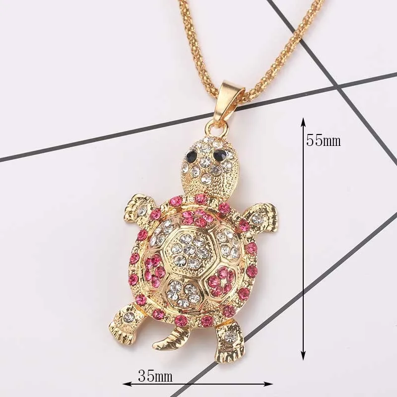 Exquisite Cute Sea Turtle Turtle Multicolor Necklace Pendant Crystal Rhinestone Long Chain Necklace Ms. Gift Jewelry Exquisite Cute Sea Turtle Turtle Multicolor Necklace Pendant Crystal Rhinestone Long Chain Necklace Ms. Gift Jewelry