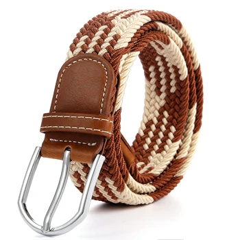 

2019 ITSSIBUK two-color elastic braided belt both men and women alloy buckle belts elastic belt high quality