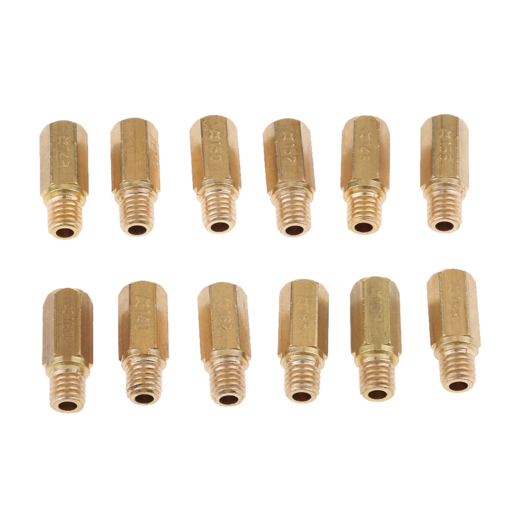 12pcs Carburetor Main Jet Kit 140 142 145 148 150 152 155 158 160 162 165 168 Size Replacement for Keihin OKO PE PWK