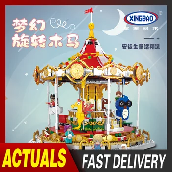 

XingBao City Idea Series City Friends Andersen's Fairytales Carousel Model Building Blocks Kids Toys Merry-Go-Round Bricks