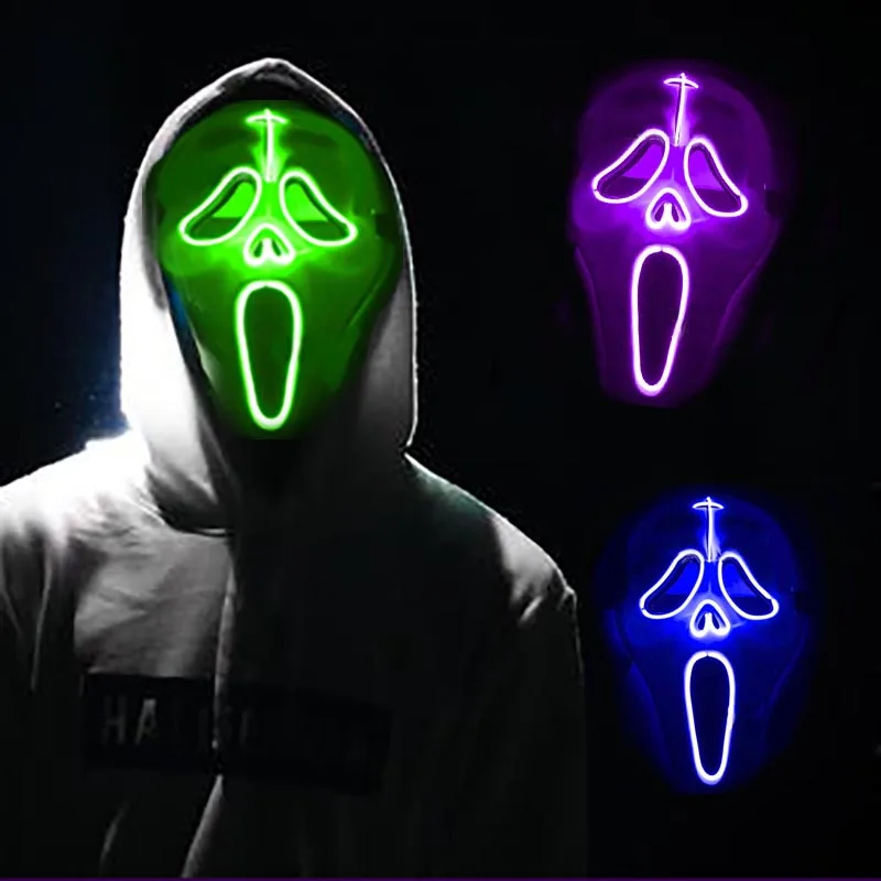 

Halloween Neon LED Mask Luminous EL Wire Glowing in Dark Mask Party Night Club Props Funny Festival Cosplay Costume Supplies