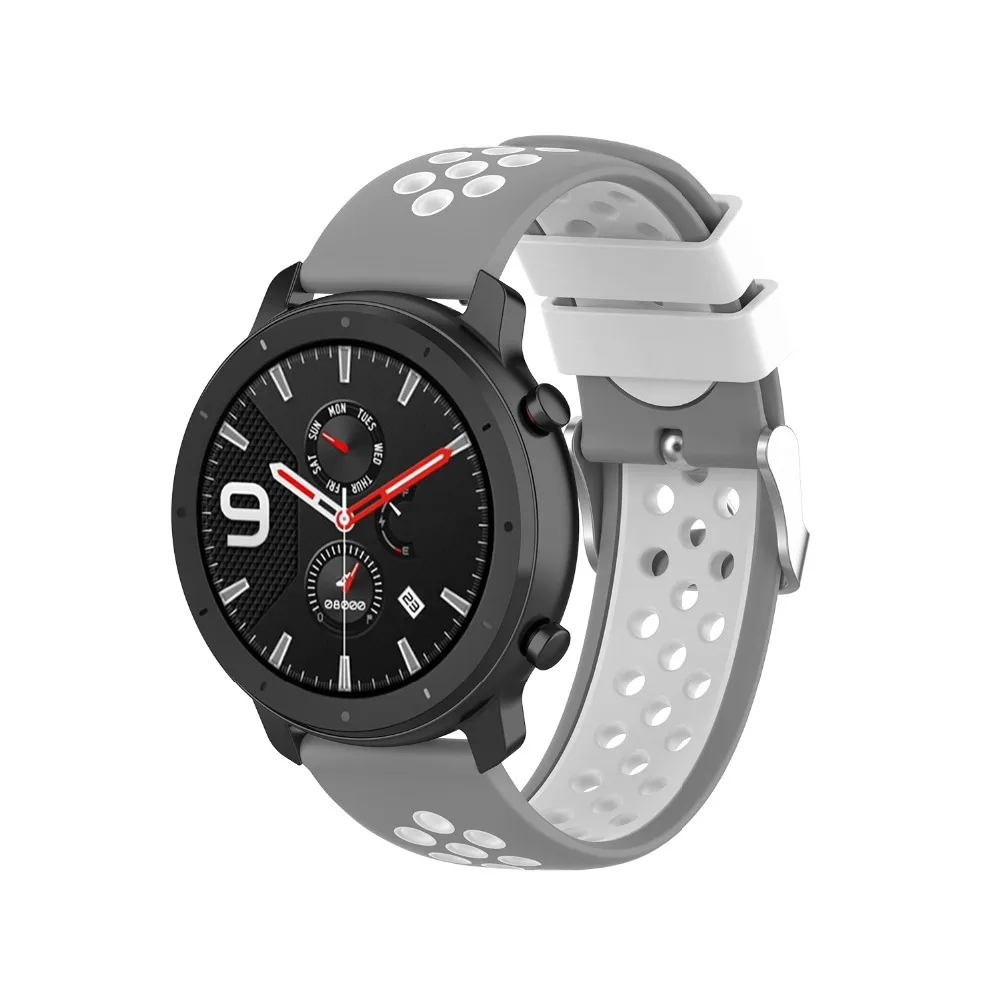 Двухцветный спортивный силиконовый ремешок для Xiaomi Huami Amazfit Gtr 47 мм 42 мм ремешок для Amazfit Gtr ремешок с металлической пряжкой