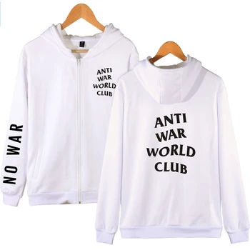 

ANTI WAR WORLD CLUB New Design Zipper Hoodies Men Women Harajuku Hoodie Sweatshirt Men Fashion Casual Streetwear Tracksuit Full