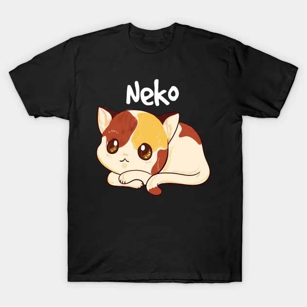 Мужская футболка Kawaii Ca Японская Манга Аниме подарок Neko Футболка женская | одежда