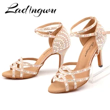 Ladingwu бальные туфли для латиноамериканских танцев, танго Обувь Для женщин мягкая подошва туфли на высоком тонком каблуке Для женщин кожи Цвет стабильный Танцы для латинских танцев женская обувь