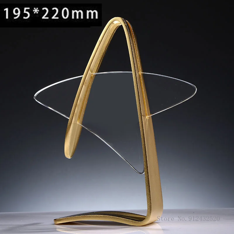 Custom Five-Pointed Star Crystal Trophy, Gold, Silver, Bronze, Creative Commemorative, Souvenir Award, Home Decoration, 1Pc