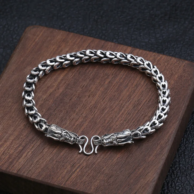 

Genuine 925 Sterling Silver Temperament Wild Faucet Buckle Bracelet Retro Thai Silver Man Bracelet Domineering Accessories
