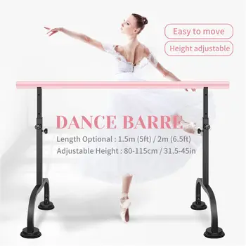 

1.5/2M Steel Ballet Dance Barre Bar Adjustable Height Indoor Horizontal Bar Home Gym Fitness Freestanding Equipment Base Plate