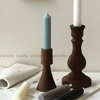 

Wood Holder Candle Nordic Retro Candlestick Portavelas Wood Candle Stick Vintage Home Decor Candle Holder FF80C36