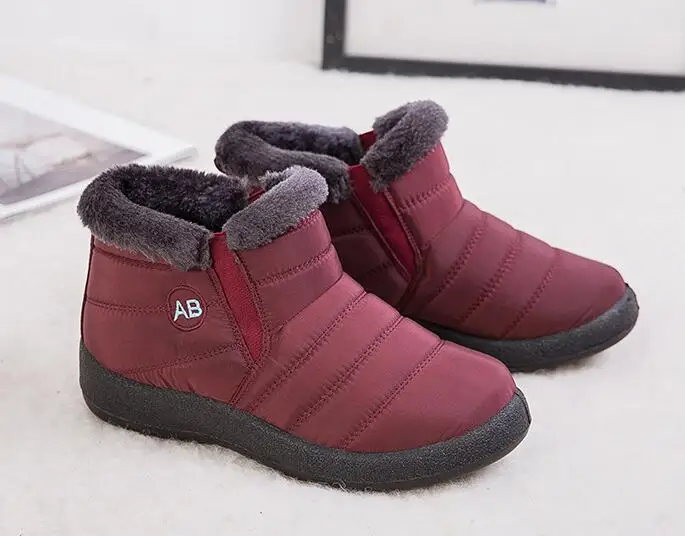 Женские зимние ботинки; теплые короткие плюшевые зимние ботильоны на меху; женская обувь на молнии размера плюс; Женская Удобная обувь; Прямая поставка; C336 - Цвет: red low
