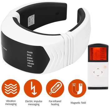 

Electric Wireless Remote Control Pulse Acupuncture Neck Meridian Cervical Therapy Massager Far Infrared Heating Pain Relief