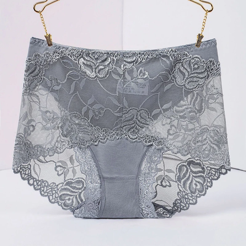 

BEFORW Lingerie Women Sexy Lace Perspective Panties Comfortable Seamless Mid Rise Underwear Briefs Plus Size Ladies Panties