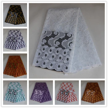 

Embroidery lace fabric with stones Latest design French lace fabrics with beads 5 Yards/pcs Milk silk lace fabrics for clothes
