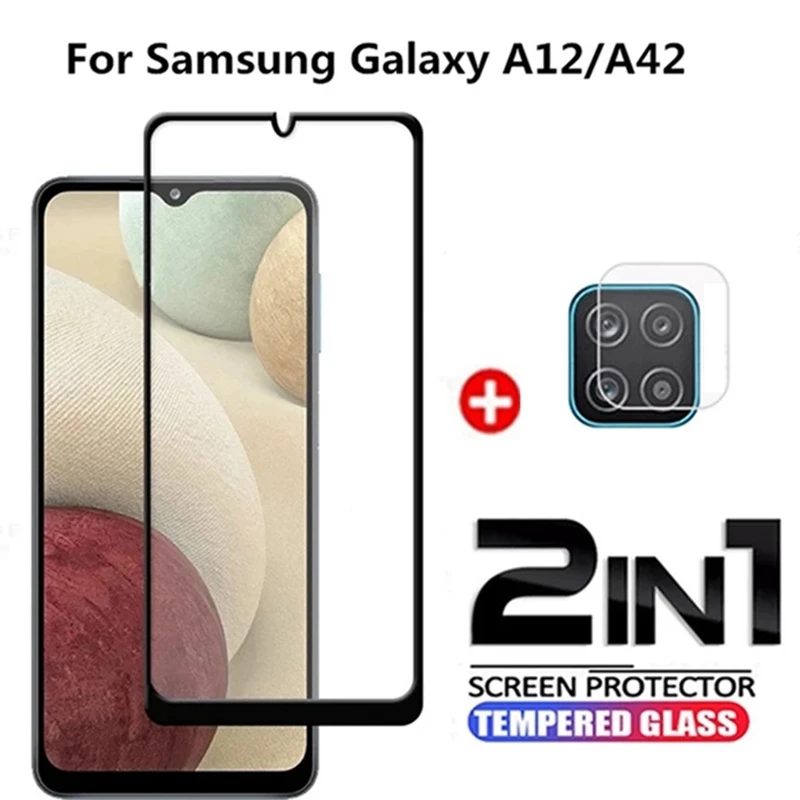 2in1 Tempered Glass For Samsung Galaxy A42 A 42 5G A12 Camera Lens Protective for A32 42A screen protector | Мобильные телефоны и
