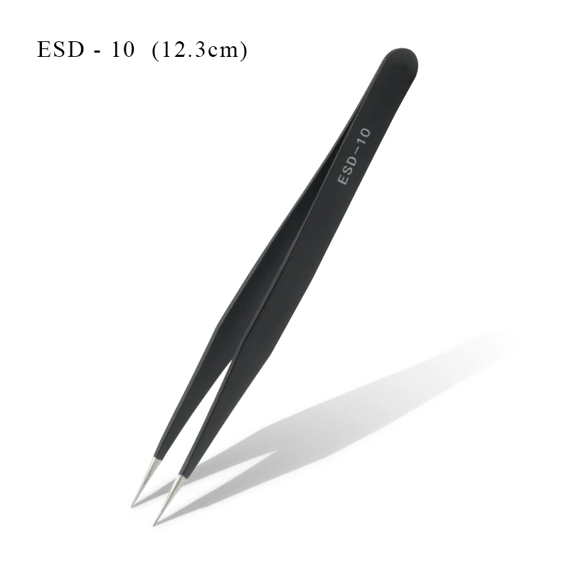 ESD- 10 QIAO 2 шт./комплект черный антистатические изогнутые прямая законцовка щипцы прецизионные паяльные пинцеты Набор электронные пинцеты швейные инструменты - Цвет: ESD- 10