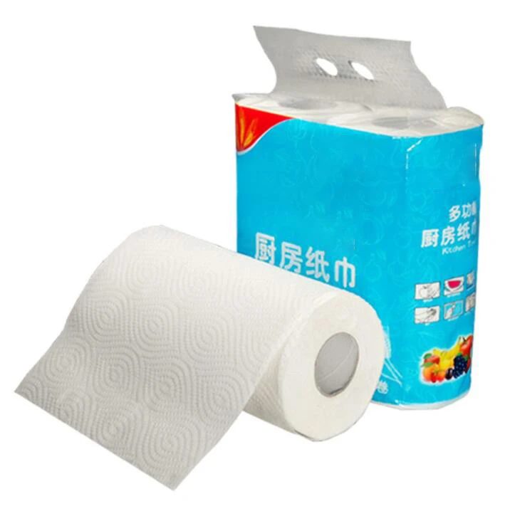 4 rolls Three Layer Disposable Wood Pulp Soft Napkin Paper kitchen paper towel