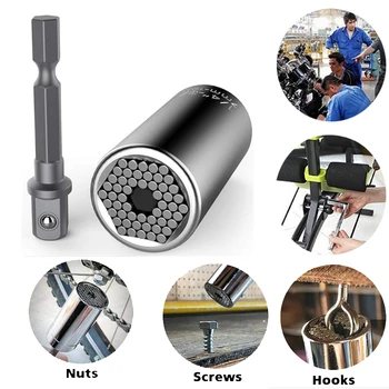 

Universal Head Sleeve Torque Wrench Set Magic Socket Sleeve 7-19mm Wrench Gator Style Grip Multi Hand Tools Electric drillSleeve