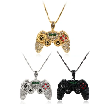 

3pcs Hot sell fashion Hip hop Inlay Rhinestones Game Console handle Pendant Necklace Childhood memory necklace T-189