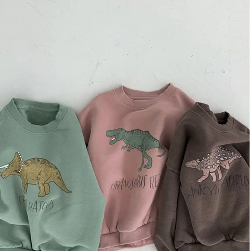 Kids Dinosaur Hoodie Fleece Pullover Sweatshirt