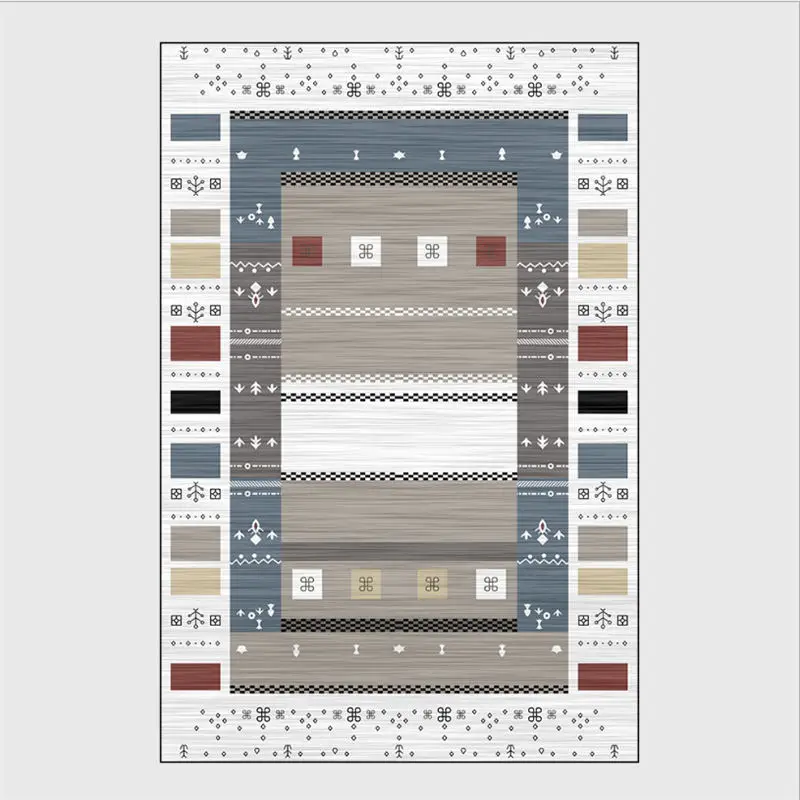 Коврики для детской комнаты серо-голубой полосатый квадратный геометрический узор ковер ковры для гостиной напольный коврик полиэстер