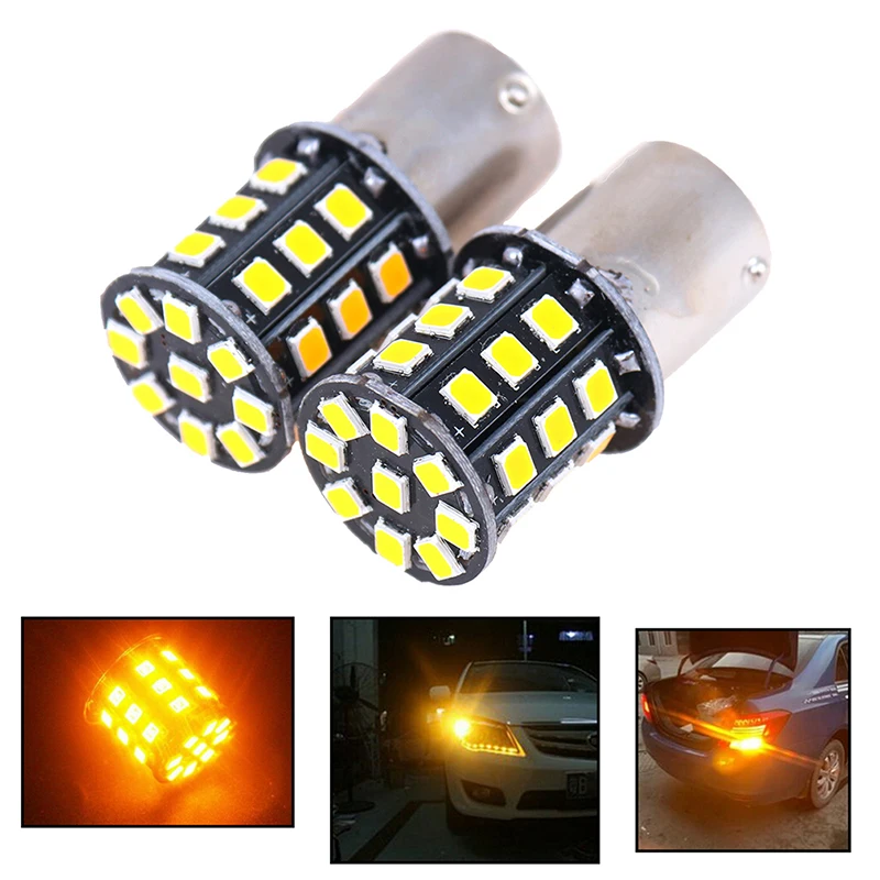2 шт. BA15S 7507 PY21W 1156PY Высокая мощность янтарно-желтый 33 SMD 2835 Светодиодный ная лампа