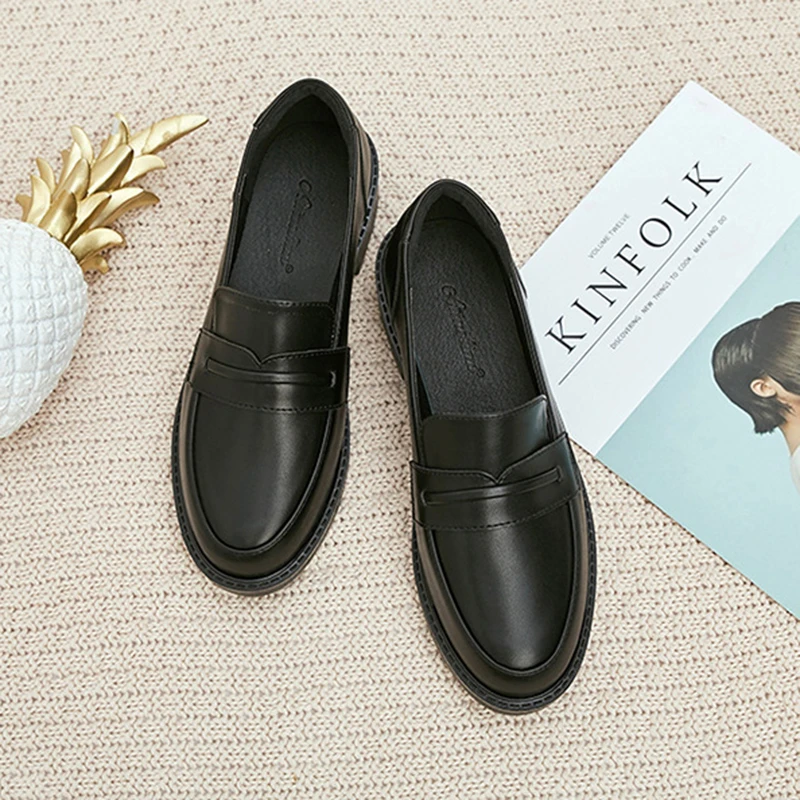 matte/japanned leather slip on moccasins student casual slip on creepers oxfords shoes ladies casual work shoes woman chaussures