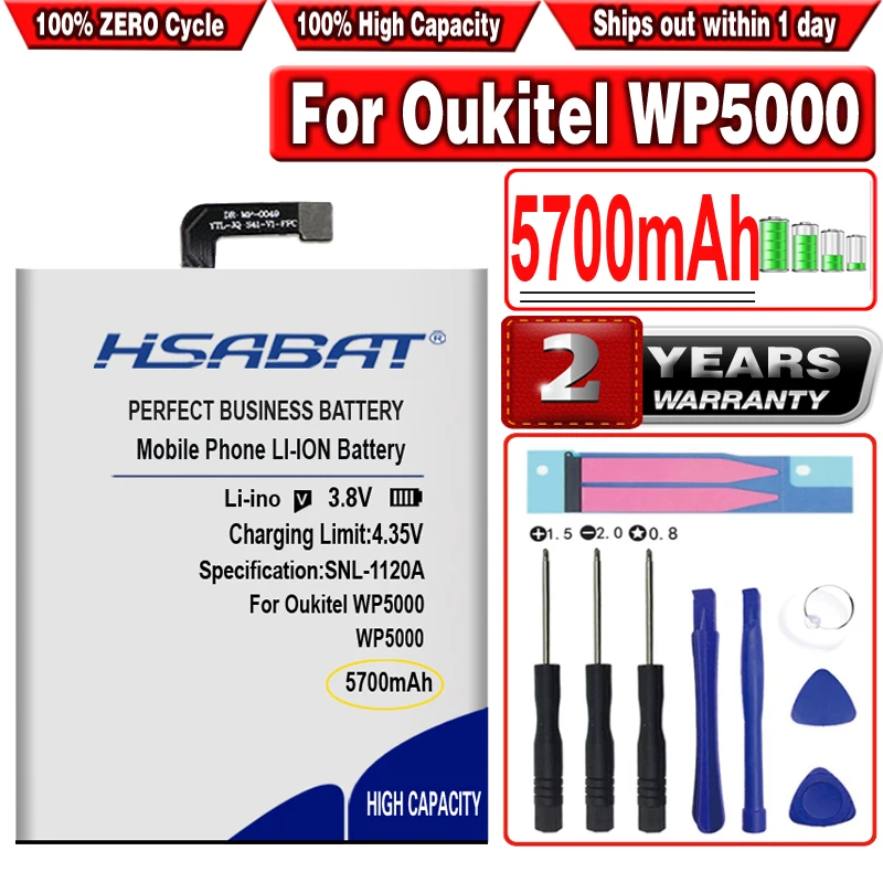 Аккумулятор высокой емкости HSABAT 5700 мАч для смартфона Oukitel WP5000 WP 5000|Аккумуляторы