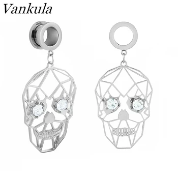 

Vankula 2PCS Big-eyed Skull Ear Flesh Tunnel Ear Weights 316L Stainless Steel Hook Ear Piercing Hangers Body Jewelry 6mm 25mm