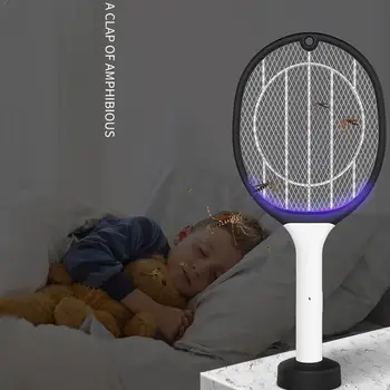 

New Electric Insect Racket Swatter Zapper With UV Lamp Fly Kill Tools USB Killer Mosquito Bug Trap Rechargeable Zapper Swat R7A9