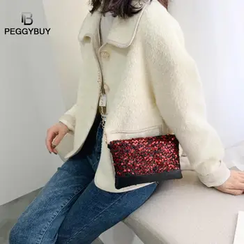 

Fashion Leather Sequins Crossbody Handbag Women Chain Small Shoulder Bag Mini Square Hasp Diamante Crossbody Bags Dropshipping