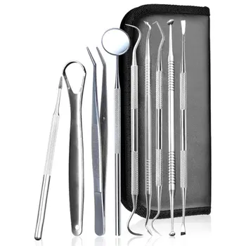 

9pcsDental stainless steel dentist oral tool household tartar mirror probe tooth cleaning tooth removal