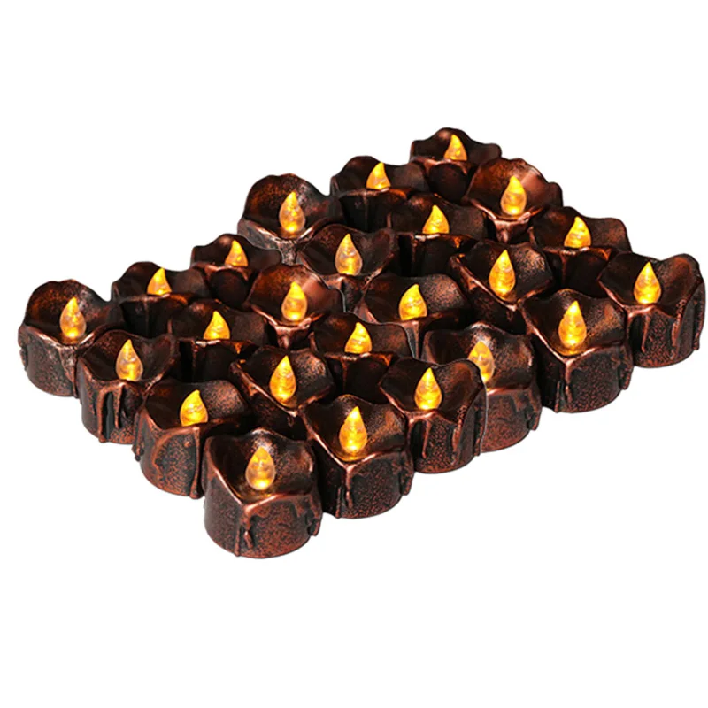 

Fashion24 Pack Wax Led Tealight Candles for Halloween Party Flicker Battery Operated Novelty Candles for Christmas Thanksgiving