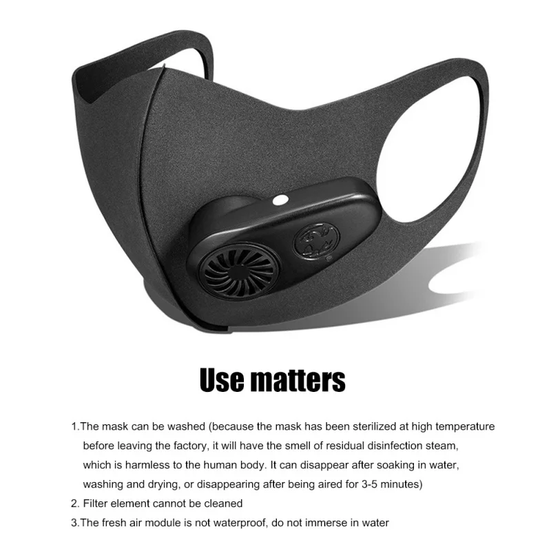 

Face Masks With Breathable Valve Air Purifying Respirators Cotton Mask With USB Charger Outdoor Activities Mask