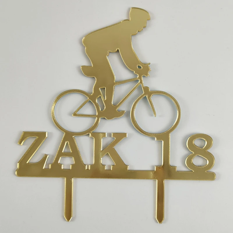 Decoration De Gateau De Cyclisme Personnalise Avec Nom Pour Homme D Age Silhouette De Velo Pour Cycliste Decoration De Gateau Pour Fete D Anniversaire Aliexpress Maison Animalerie