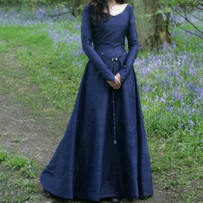 new Halloween Cosplay Costumes Scary Vampire Witch Costume for Women Medieval Maxi Dress