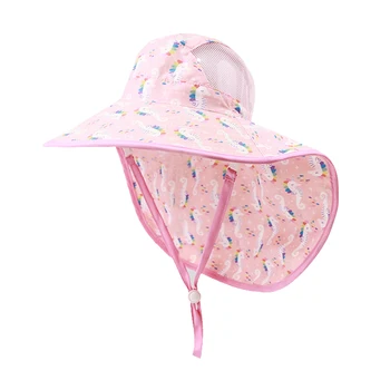 Chapeau bob bébé pour fille rose ANTI UV avec ficelle - 1 à 3 ans 1