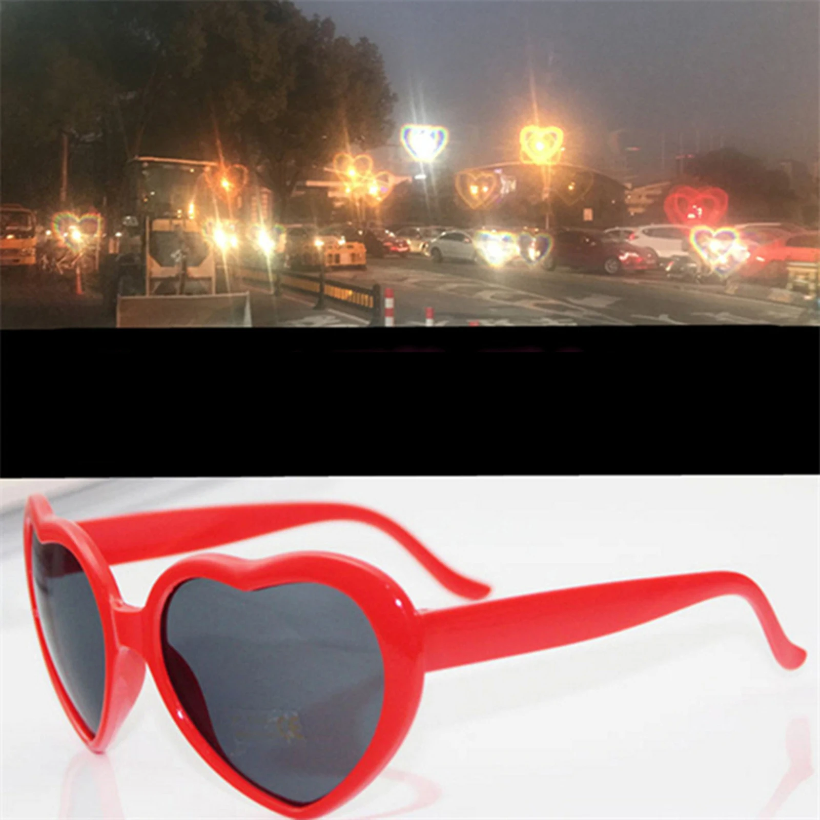 Gafas en forma de corazón para fiesta, lentes de cristal con luz de órbita, fuegos artificiales, refracción, gafas láser