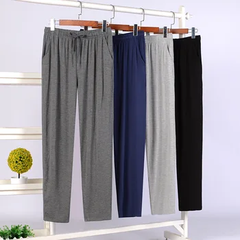 Fdfklak 남성용 모달 홈 바지, L-4XL 라지 사이즈 바지, 캐주얼 루즈 잠옷, 블랙, 그레이, 봄, 가을, 신상