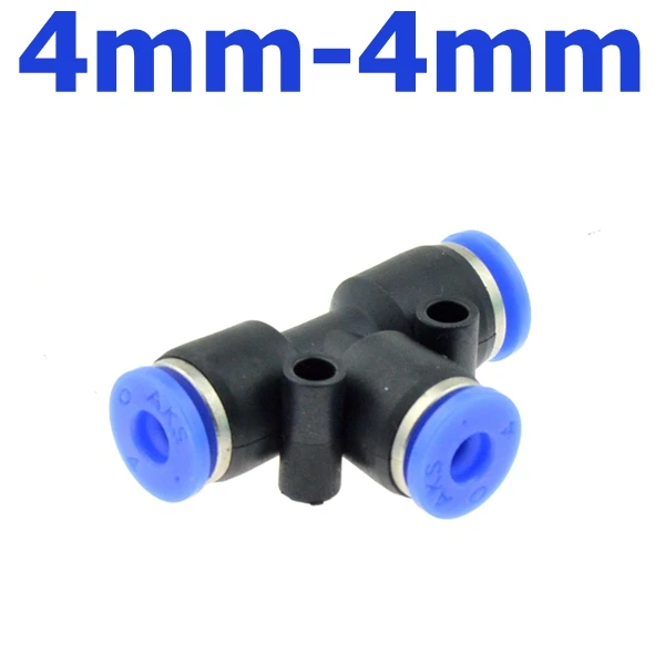 4mm-4mm 3 способ Т Форма Тройник Пневматический 10 мм 8 мм 12 мм 6 мм 4 мм 16 мм OD шланг трубка пуш-ап воздушный фитинг для газопровода быстро фитинги Соединительные адаптеры - Цвет: 4mm-4mm