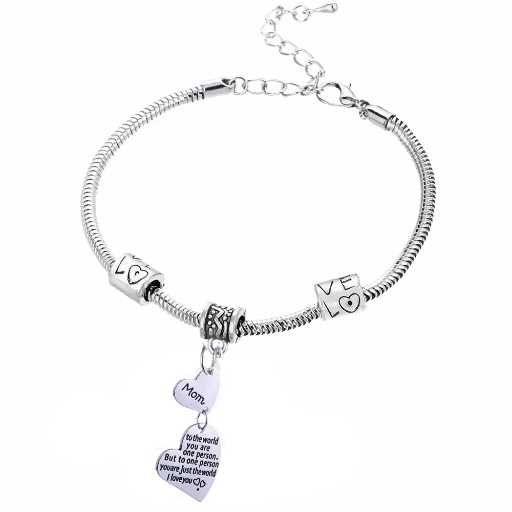 12 шт мама в мир вы один человек браслет с шармом в виде сердца любовь бисера браслет из цепочек семья мама подарки на день благодарения ювелирные изделия