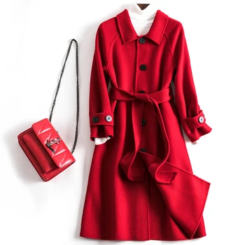 

2020 Autumn Winter Wool Coat Women Korean Long Woolen Overcoat Elegant Warm Double-sided Cashmere Coat Ladies Wool Jacket Tide